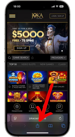 Joka Casino press the send button
